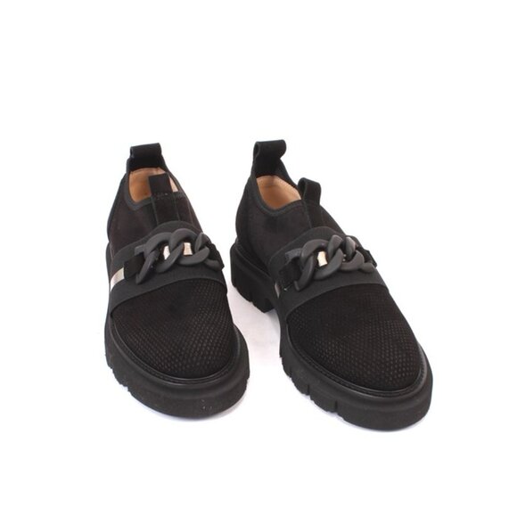 Luca Grossi 96a Black Suede Leather Elastic Mesh Platform Sneaker - Picture 2 of 8